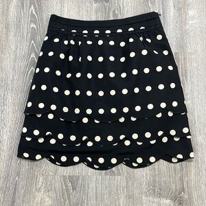 Floreat Black & Gold Women's Tiered Polka Dot Side-Zipper Skirt Size 8